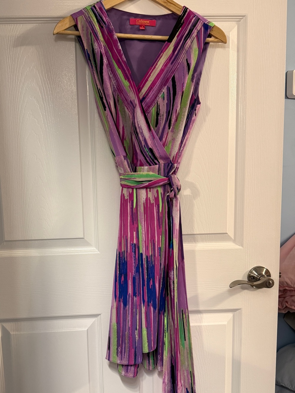 Catherines Purple Multi Surplice Midi Wrap Dress